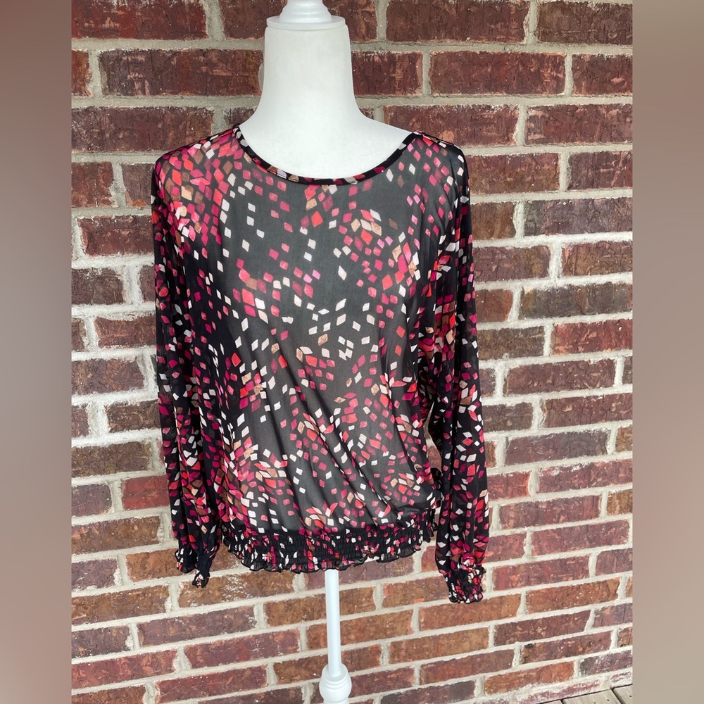 Ladies A Love Story Sheer Scrunch Bottom Blouse Size XL